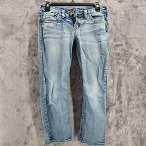 Silver Jeans Women's W26 AIKO Low Capri 99% cotton light wash